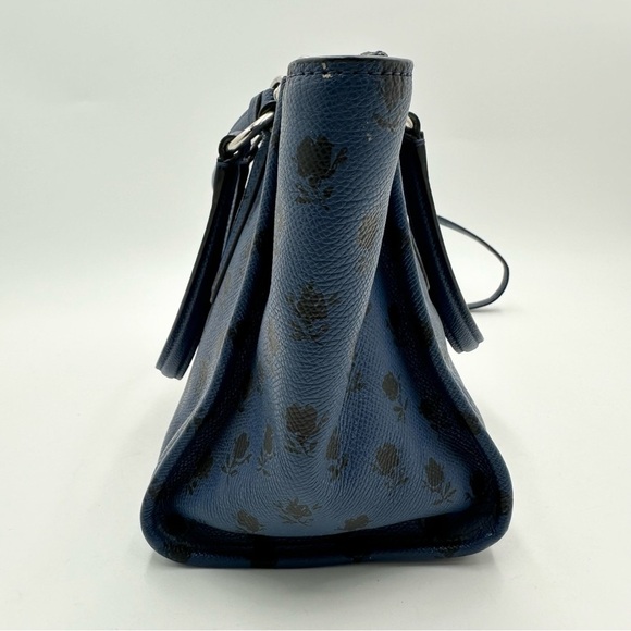 Coach Mini Crosby Carryall in Printed Crossgrain Leather 34774 Blue Black Flora - Picture 7 of 13